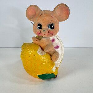 Vtg Bobble Head Mouse Lemon Coin Piggy Bank Kitsch Decor 6.5" tall